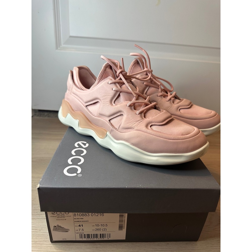 ECCO Elo W Silver Pink Leather Sneakers 810883 01216 Womens EU 41 US 10-10.5
